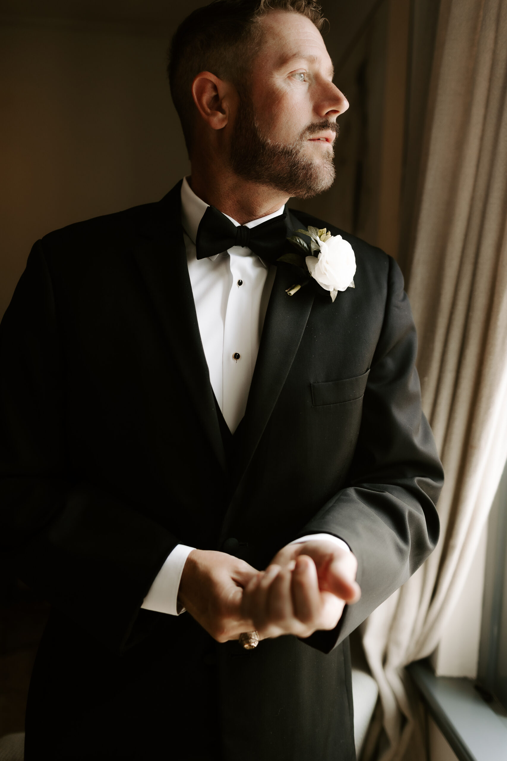 Classic boutonniere close-up