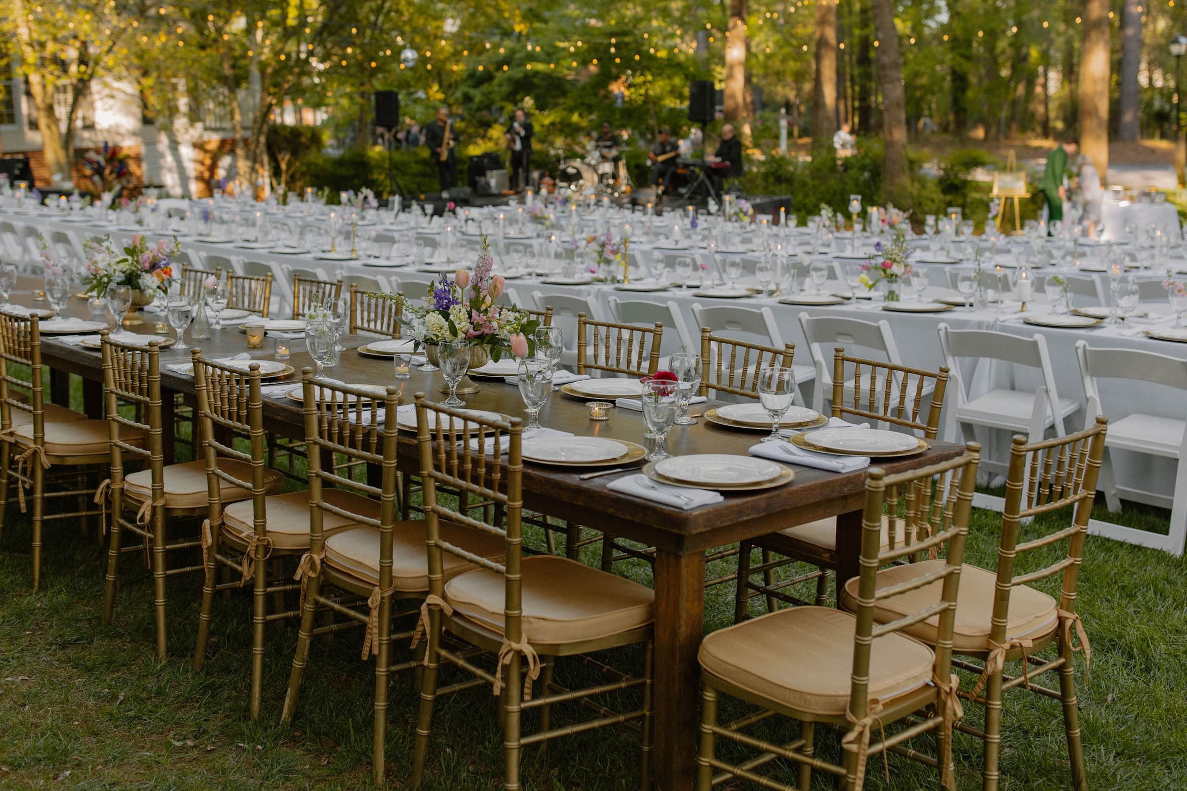 decorated tables at wedding