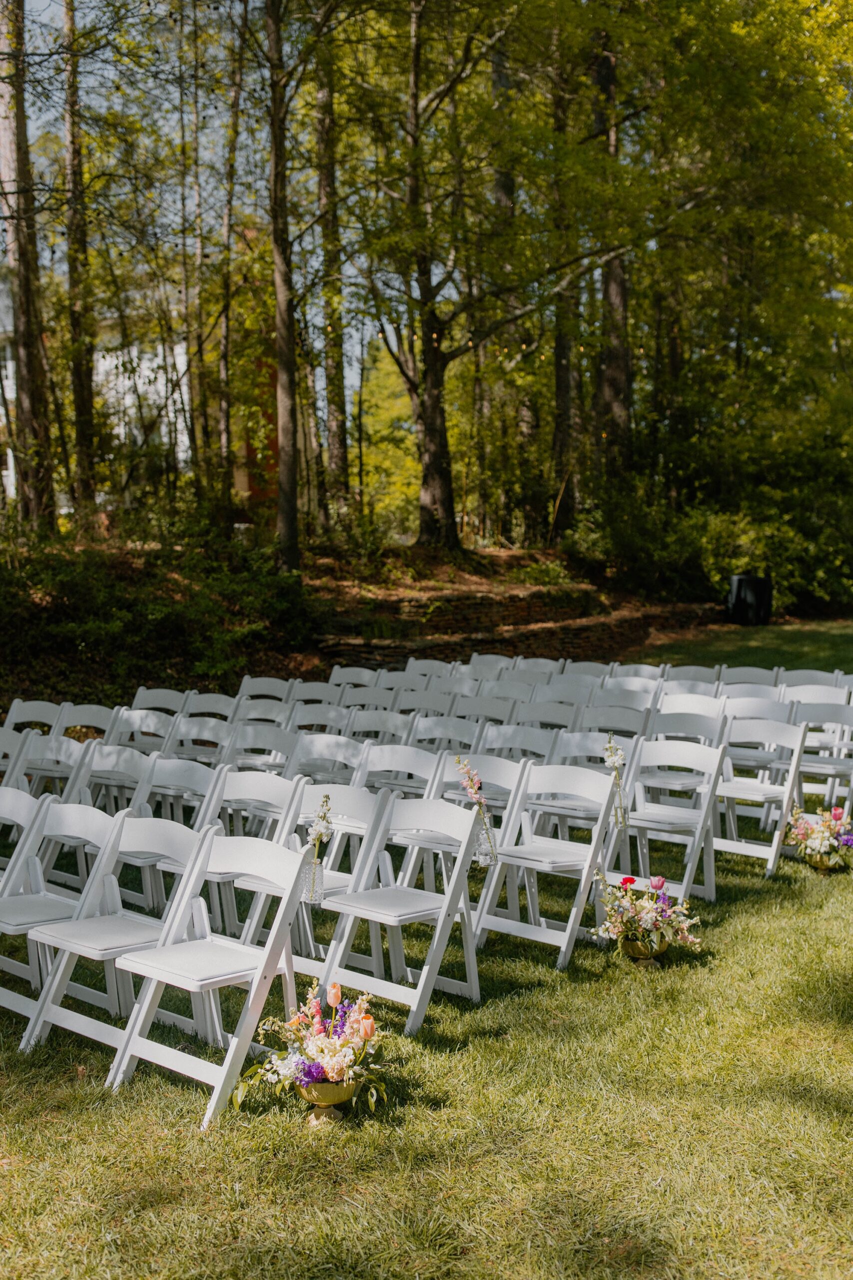 Outdoor wedding ceremony on family property in South Carolina