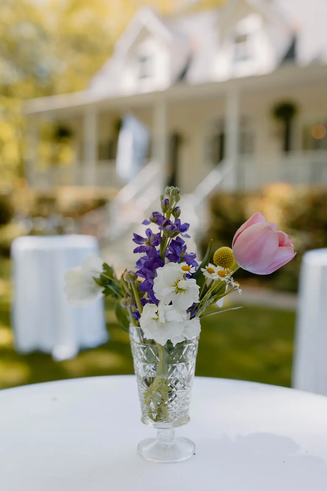 wedding flowers on table in reception