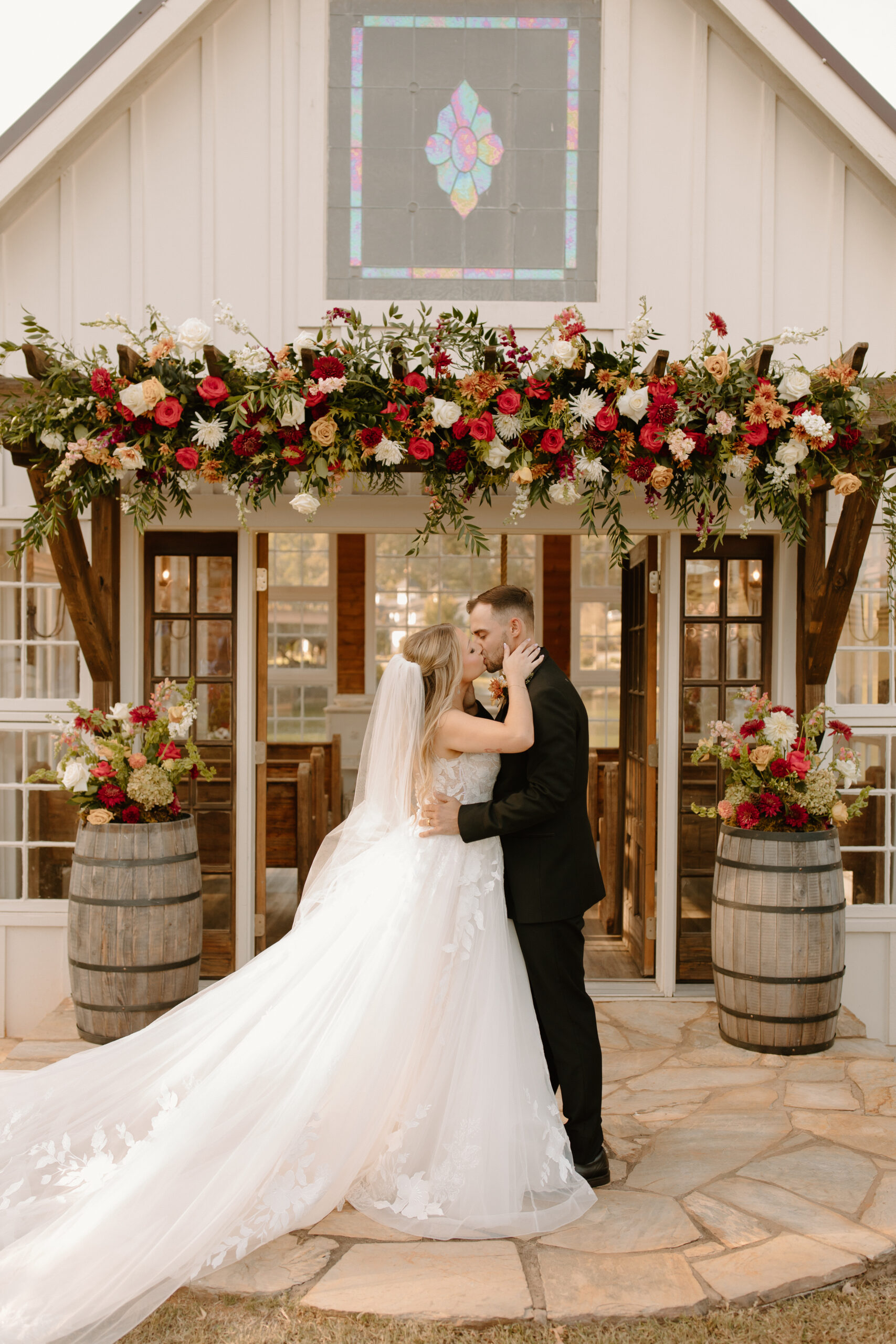 Ceremony arbor with florals