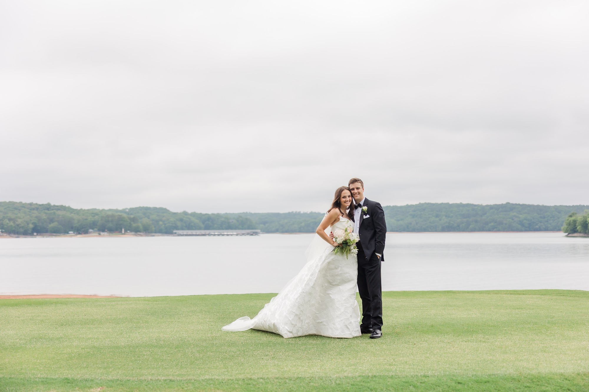 Wedding couple at Owen Pavilion lakeside venue in South Carolina